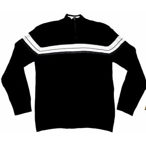 XG Black & Grey Striped Zip Neck Sweater Teenage Boys Size L Black & Grey New